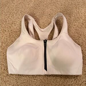 Nike White Sports Bra with Black Zipper